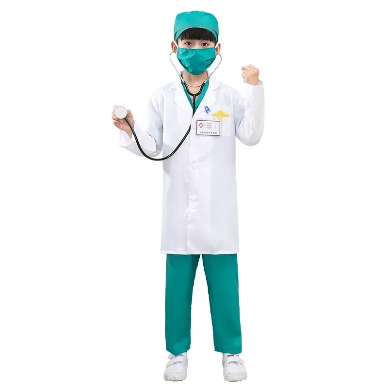 Children's White Coat Nurse's Suit Little Doctor's Surgical Suit Toddler's Boys' and Girls' Retrograde Dance Costume kids cosplay costume children dance costume