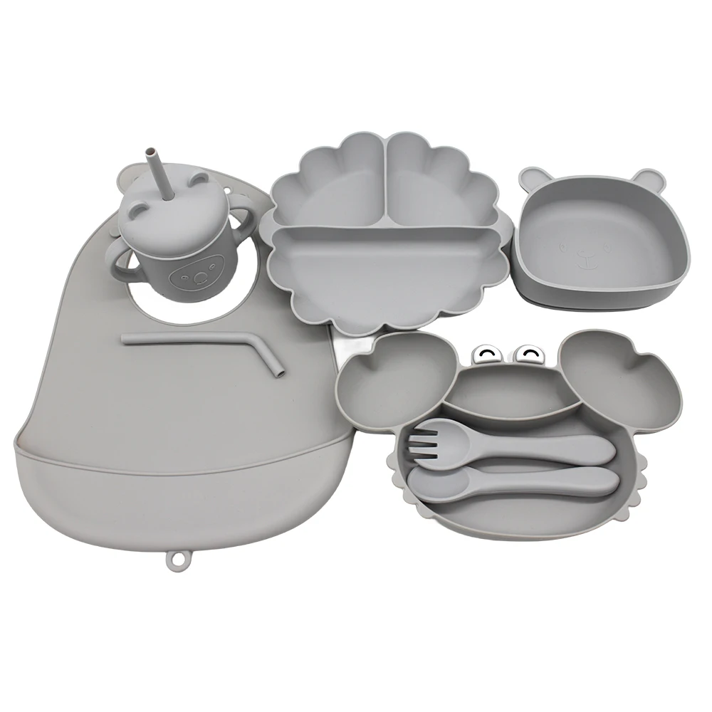 Meal Bib Pumpkin Divided Plate Baby Suction Cup Self-Feeding Eating Training Bowl Complementary Tableware Set 2