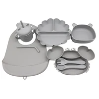 Meal Bib Pumpkin Divided Plate Baby Suction Cup Self-Feeding Eating Training Bowl Complementary Tableware Set 2