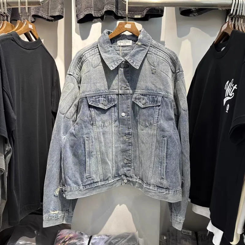 

Forgiveness Oversized Denim Jacket, Washed And Worn-Out, High Street Thick Craftsmanship, Unisex Style
