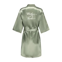 Women's Satin Robe Silk Kimono Bathrobe Pure Short Sexy Sleepwear Bridesmaid Bride Party Robes Grass Green - Image 4
