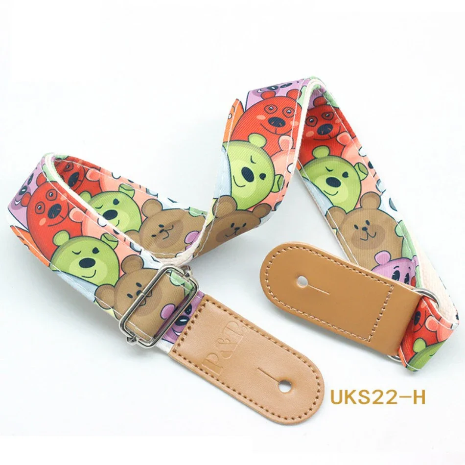 Ukulele Guitar Strap Cotton Cartoon Cute Strap Belt Adjustable Leather End Guitar Accessories