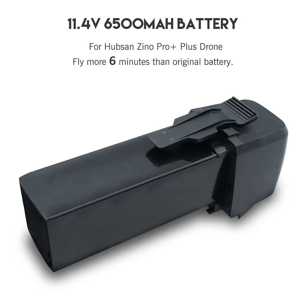Batterie 6500mAh 11.4V pour drone Hubsan Zino Pro Plus, étiquette indiquant les spécifications techniques.