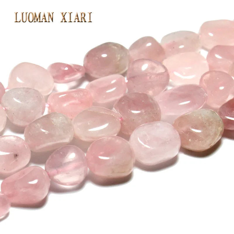 LUOMAN XIARI Irregular Natural Rose Quartz Stone Bead For Jewelry Making DIY Bracelet Necklace Material about 8-10mm Strand 15''