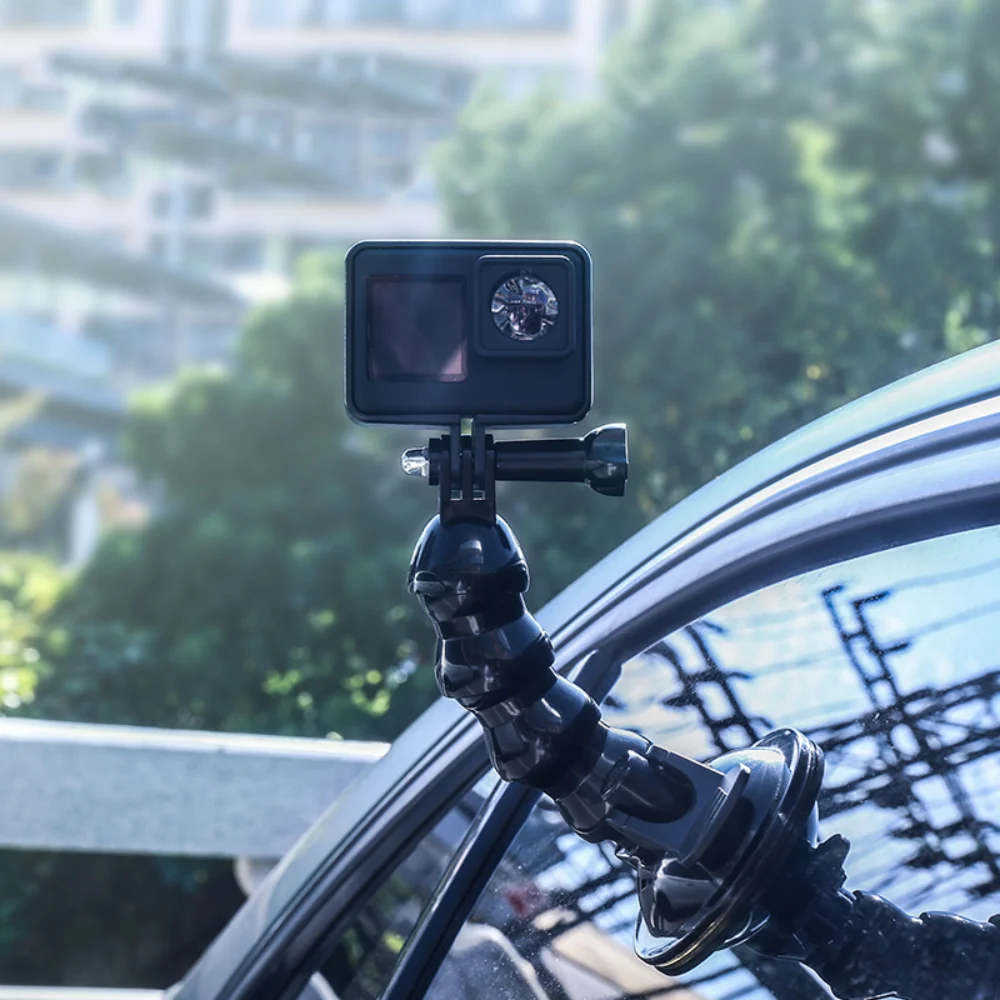 Flexible Gooseneck Extension Suction Cup Mount Car Holder for Gopro Hero 13 12 11 10 Insta360 DJI Osmo for iPhone Samsung Phone