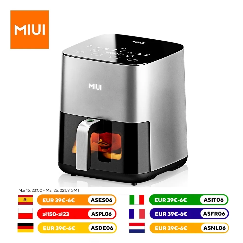 MIUI 5L Air Fryer, Electric Hot fryer Oven Oilless Cooker with Touch Control & Nonstick Basket & Visible Window, Family Size 1