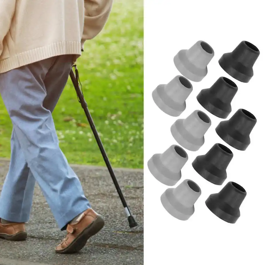 Rubber Antiskid Walking Stick Crutch Cane Bottom Pads Cane Cap Cover Protector Climbing Hiking Pole Tip 5pcs walking cane walking stick attachment crutch accessory kit