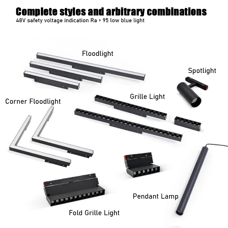 Modern Magnetic Track light system for Tension stretching ceiling soft film magnetic Rail Lamp concealed track lights livingroom 5