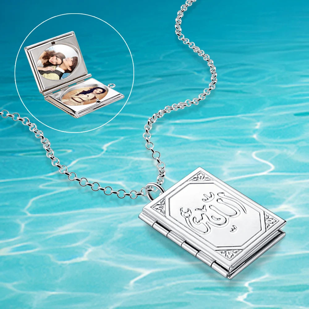 

Romantic Square Photo Frame Necklaces for Women Gifts Can Be Opened 925 Solid Silver Daily Anniversary Love Keepsake Jewelry