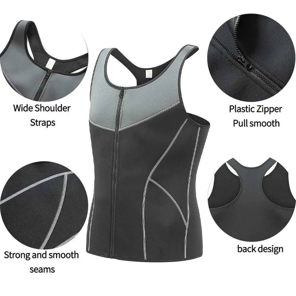 Men Body Shaper Waist Trainer Vest Abdomen Reducer Sweat Sauna Tank Fitness Compression Undershirt Shapewear Fat Burner Tops