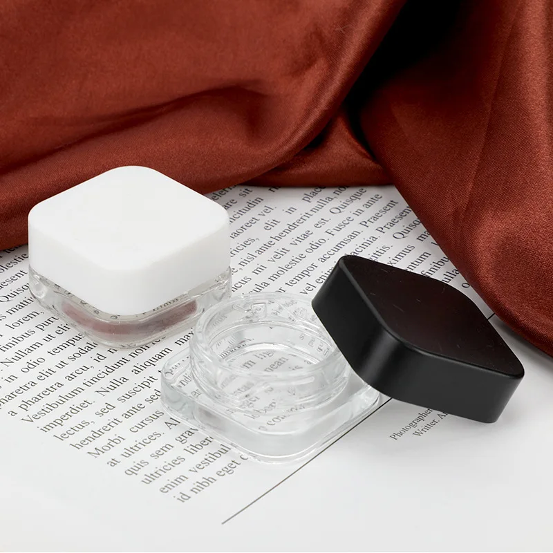 얼굴 화장품 크림 용기, 5G, 10G, 흰색/검정색, 작은 정사각형 빈 투명 화장품 크림, 유리 샘플 용기, 20 개