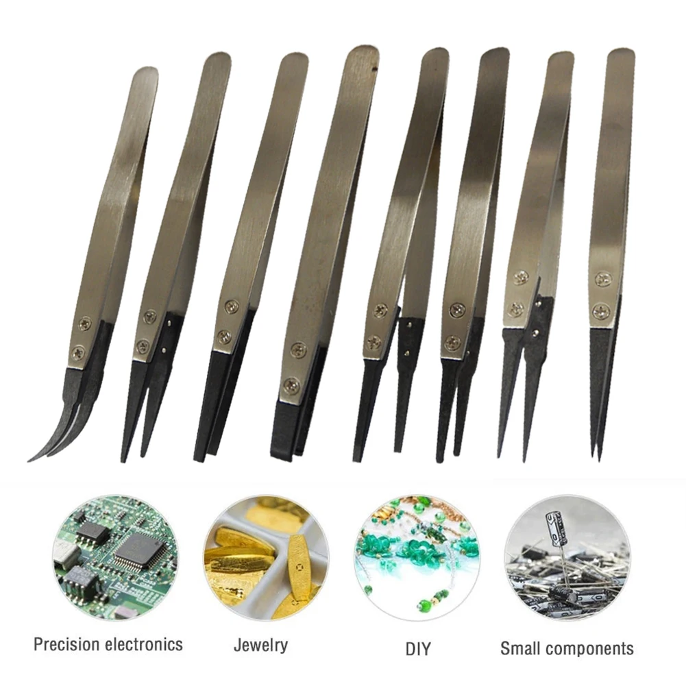 ESD Anti-Static Tweezers Industrial Tweezers With Replaceable Carbon Fiber Tips 1pc ESD-00 ESD-2A ESD-7A ESD-242 ESD-249 ESD-250