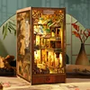DIY Book Nook Wooden Miniature Model Kit Chinese Ancient Town Bookend Assembled 3D Puzzle Bookshelf Home Decor Friends Gifts 2
