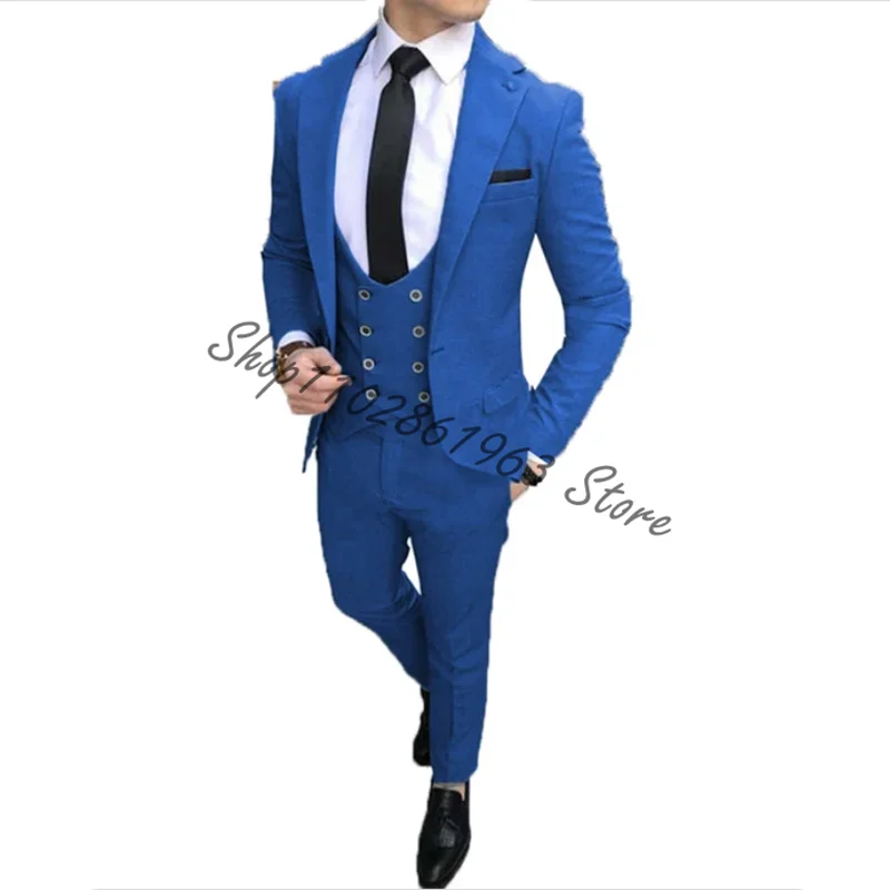 Grey Suits for Men Slim Fit Groomsmen Wedding Tuxedos Tailor-made Formal Business Blazer Vest Pants 3Pcs Terno Masculino