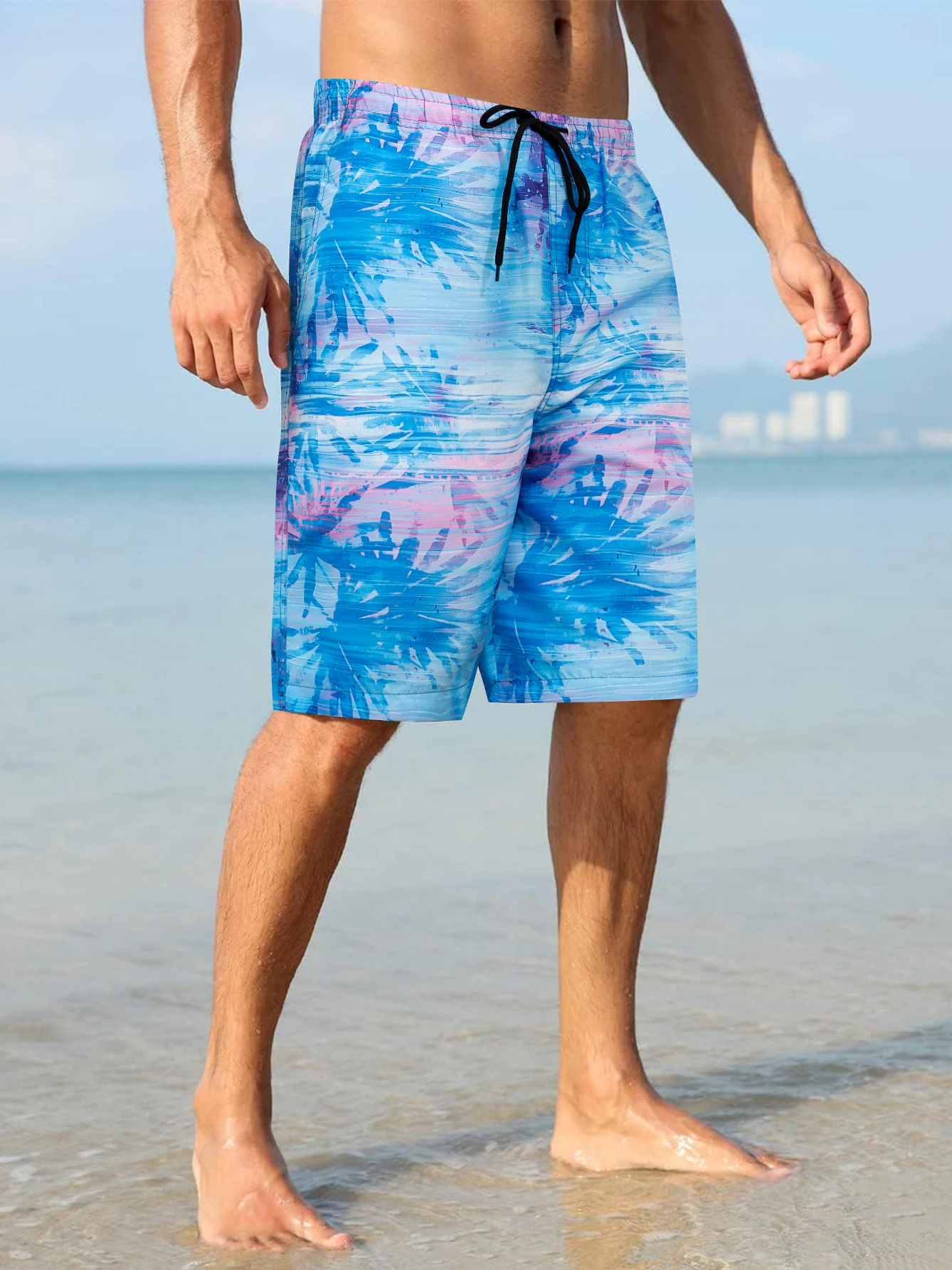 Men's Breathable Swim Trunks Quick Dry Drawstring Beach Shorts with Mesh Lining Spring&Summer Running Athletic Workout Pants