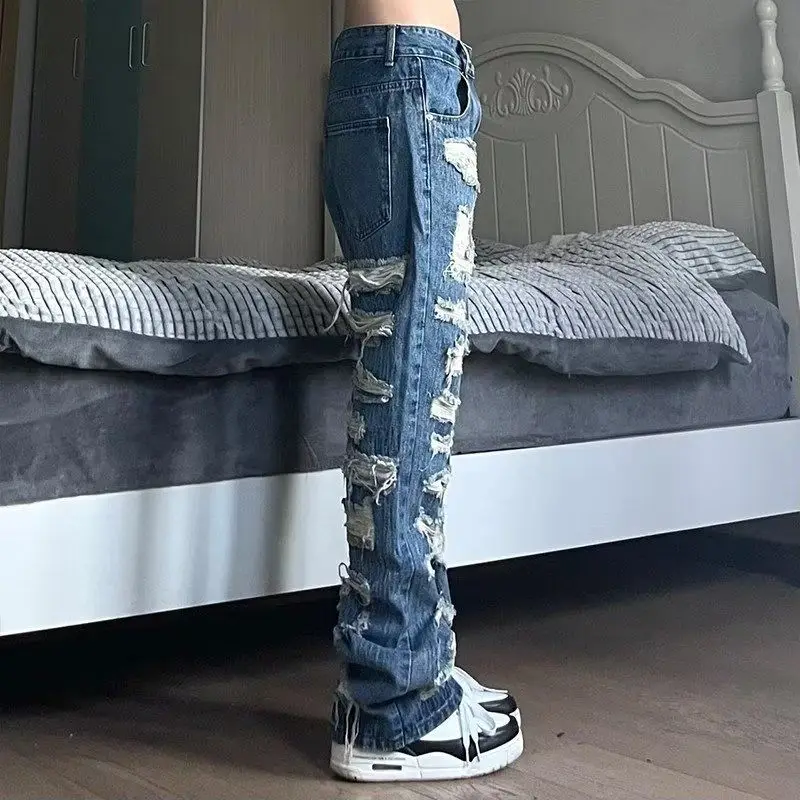国内で当店のみ HAS2SONS - baggy printed real ripped jeans 国内で当店のみ HAS2SONS - baggy printed real ripped jeans