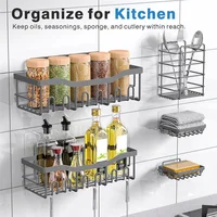 Lot de 5 Étagères Murales Inox Antirouille – Installation Sans Perçage pour Salle de Bain et Cuisine 1