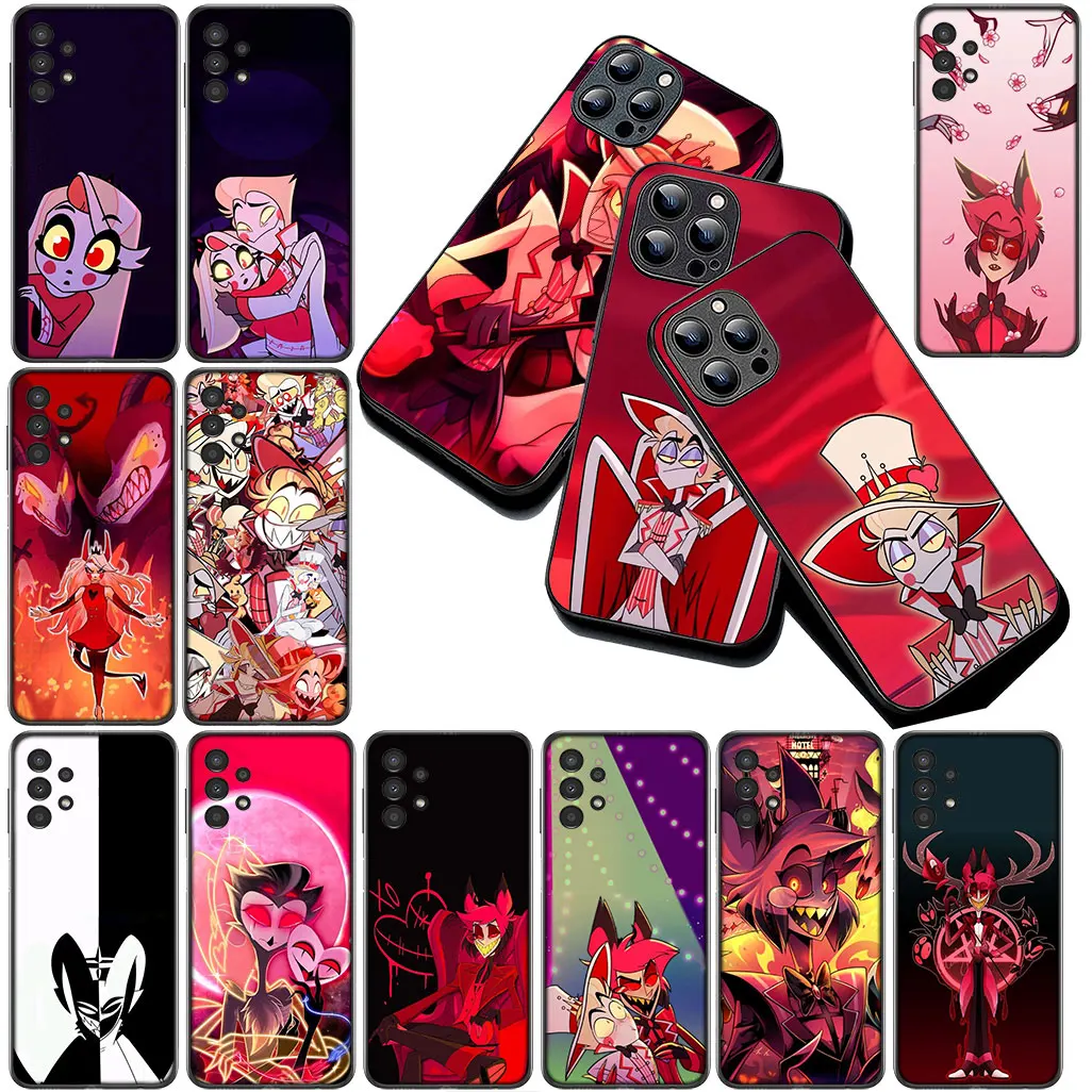 Stylish Dust-Proof Phone Case featuring Hazbins Charlie, Angel, and Alastor Design