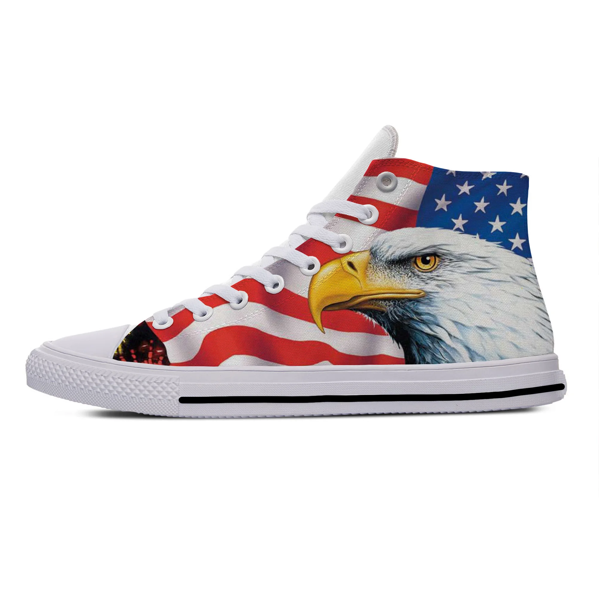 

2022 USA US American America Flag Eagle Patriotic Casual Cloth Shoes High Top Lightweight Breathable 3D Print Men women Sneakers