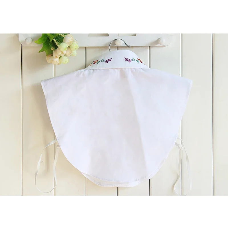 Ladies Women Cotton Detachable Lapel Shirt Fake Collar Floral Embroidered False Blouse Neckwear FS0420 fake collar