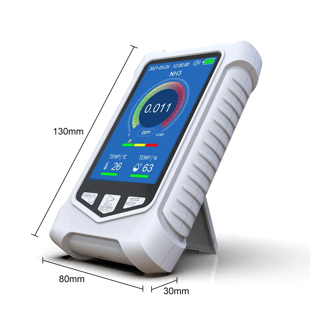 휴대용 LCD 암모니아 계량기, 전문 NH3 농도 테스터, 암모니아 가스 검출기, 암모니아 경보 장치, 0-50PPM, 5 인 1