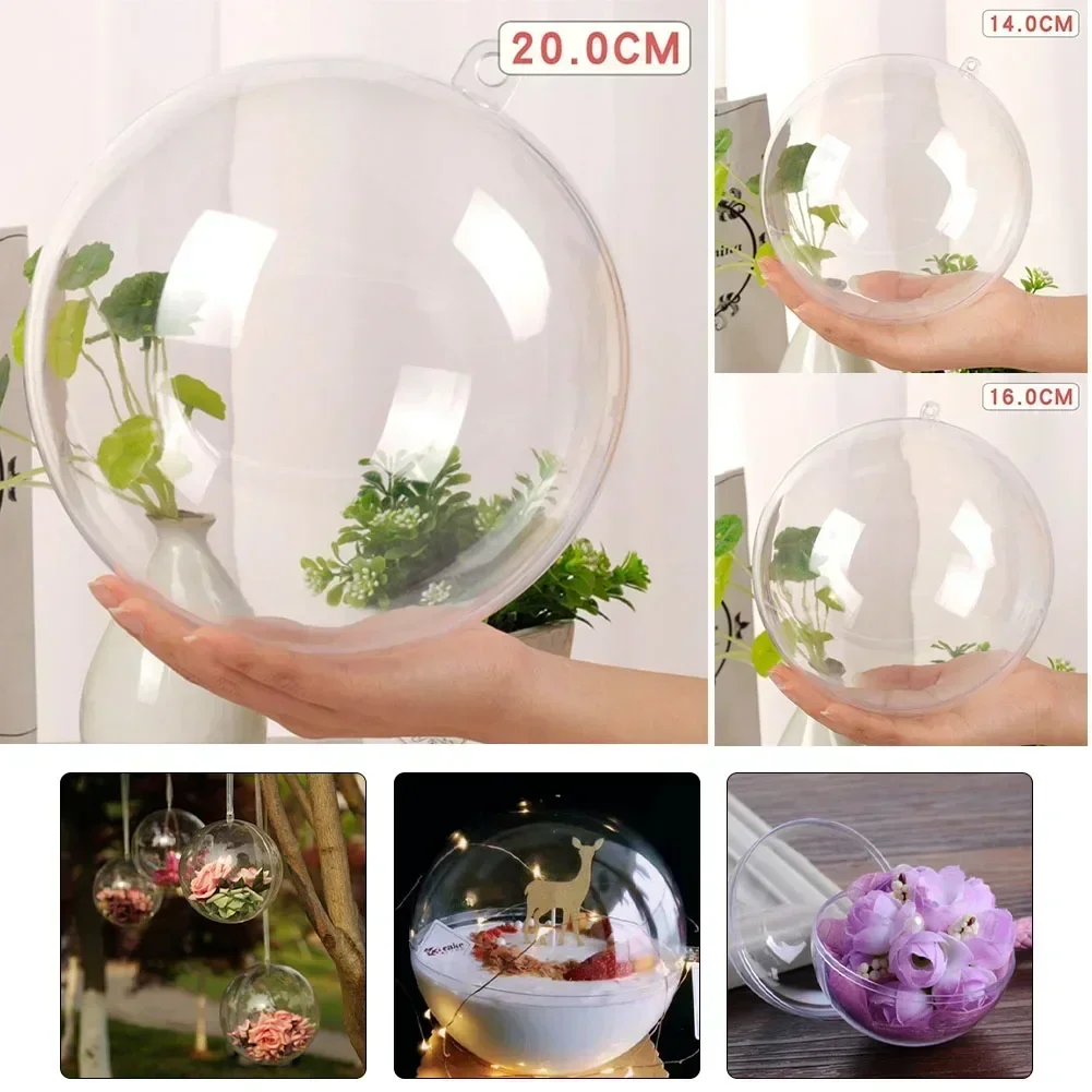 14/16/20cm Christmas Transparent Ball Plastic Fillable Bauble Xmas Tree Hanging Ornaments Decoration For Home Wedding Party Gift christmas ball ornaments
