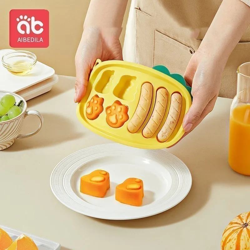 AIBEDILA Baby Food Supplement Mold Tool Can Be Steamed Food Grade Silicone Meat Sausage Steamed Sausage Abrasive Feeding