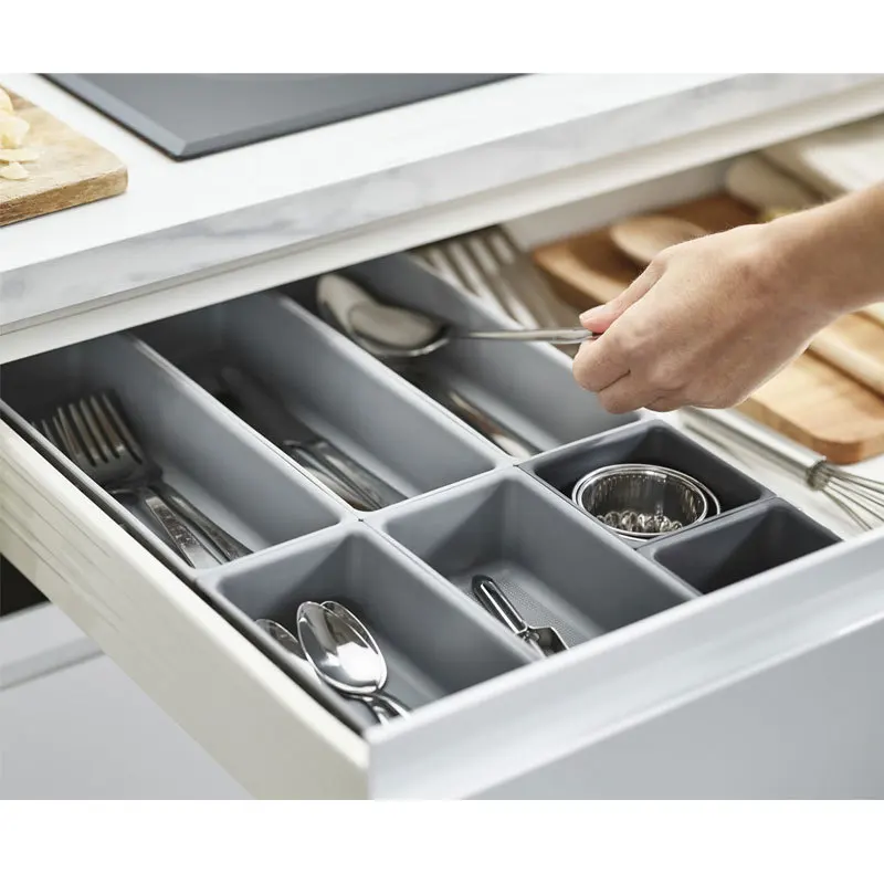 Silverware Organizer Flatware Organizer Cutlery Organizer Storage Tray Storage Box Bamboo Organizer Tray 7pcs Drawer Kitchen Storage Box Cutlery Organizer Free Combination Separated Multifunction Sundries Stationery Desk Storage tray