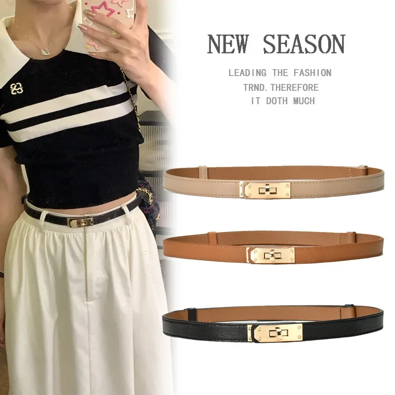 Natural leather belt waist accessory for women, new best seller for the season, stylish decorative belt for coats, skirts, and jackets.
