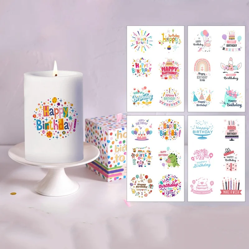 Set Di 6 Fogli Adesivi Per Candele A Trasferimento D'acqua – Oltre 200 Motivi, Tema Pasqua, Compleanno, Proverbi, Per Decorazione Candele Fai Da Te