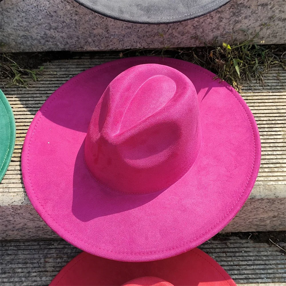 Cappello Fedora in lana a tesa larga da uomo e da donna, con fiocco