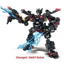 Ensemble de blocs de construction d'hélicoptère SWAT, Robot, véhicule, briques compatibles avec jouets pour enfants, 820 pièces 