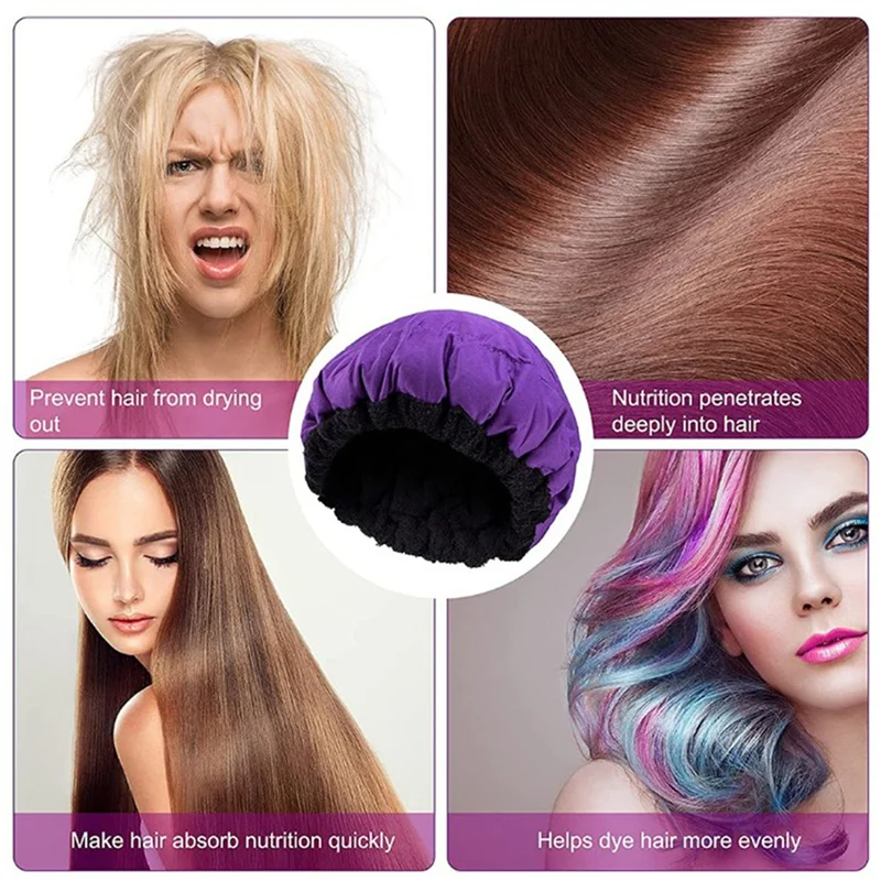 Flaxseed Care Cap Microwave Heating Steaming Cap Hair Care Baked Oil Heating Purple