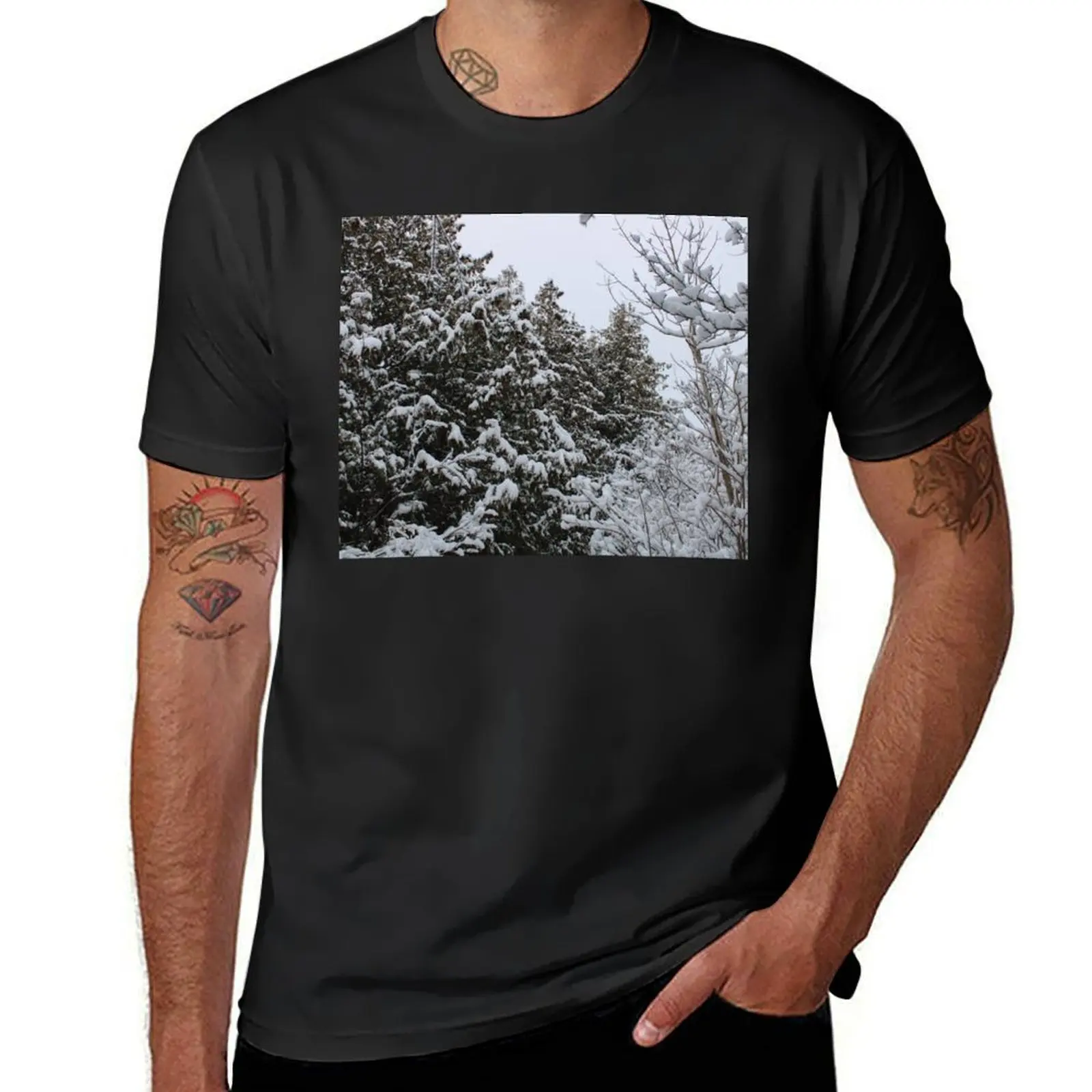 

Christmas Trees in the Snow T-shirt graphics kawaii clothes blanks oversizeds mens plain t shirts