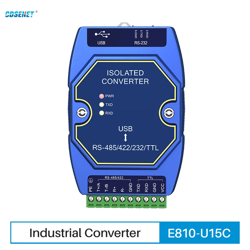 USB To RS485 RS422 RS232 TTL Industrial Converter CDSENET E810-U15C CH340 Power Signal Isolation Type-C 3.5V/5V TTL can usb converter