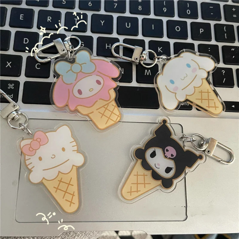 

Аниме Sanrio, Hello Kitty Kuromi My Melody мороженое кавайная мультяшная милая кукла двусторонний акриловый брелок игрушки для девочек подарок