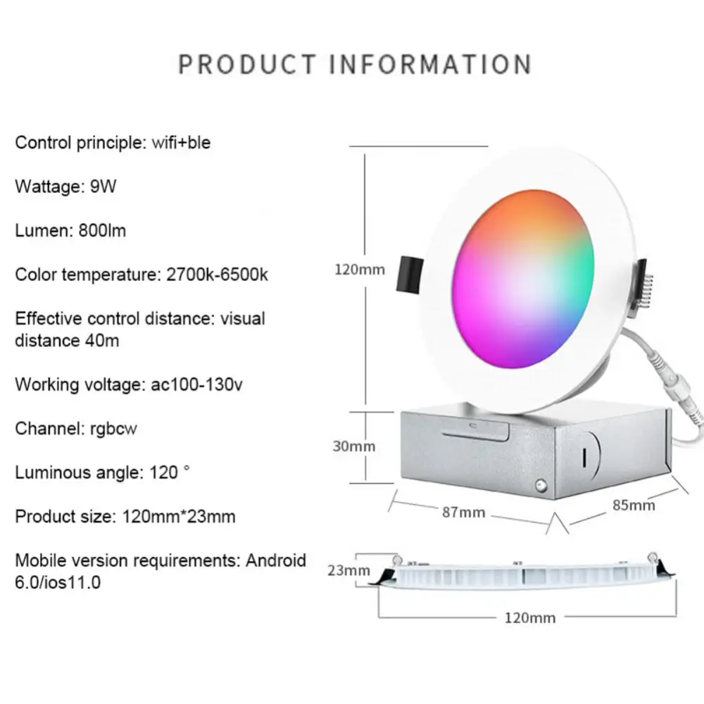 

Лампа с Wi-Fi, 120 В,-В переменного тока, Rgb, 9 Вт, голосовое управление