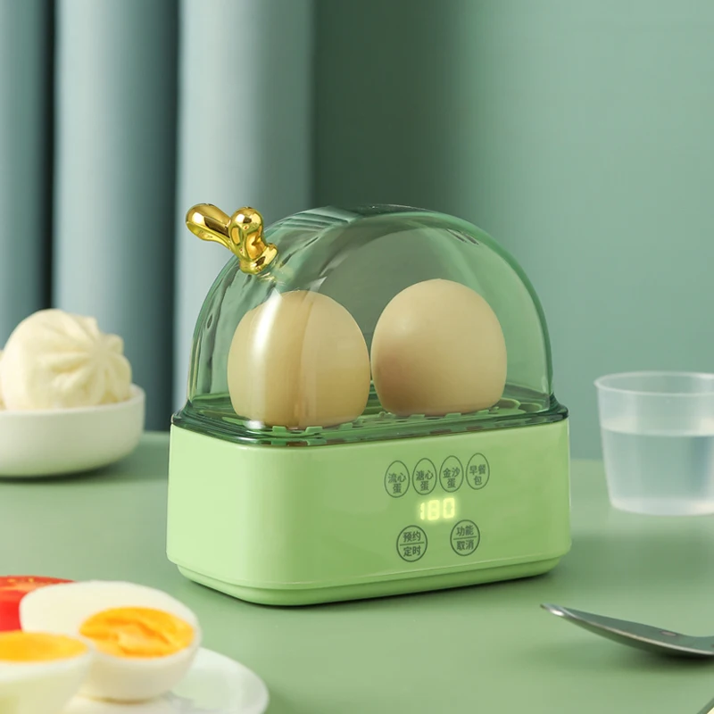120W Mini Electric Egg Boiler Smart Steamer Timing Egg Cooker Breakfast Machine 2 Eggs Portable Steamer Automatic Power Off 220V 2