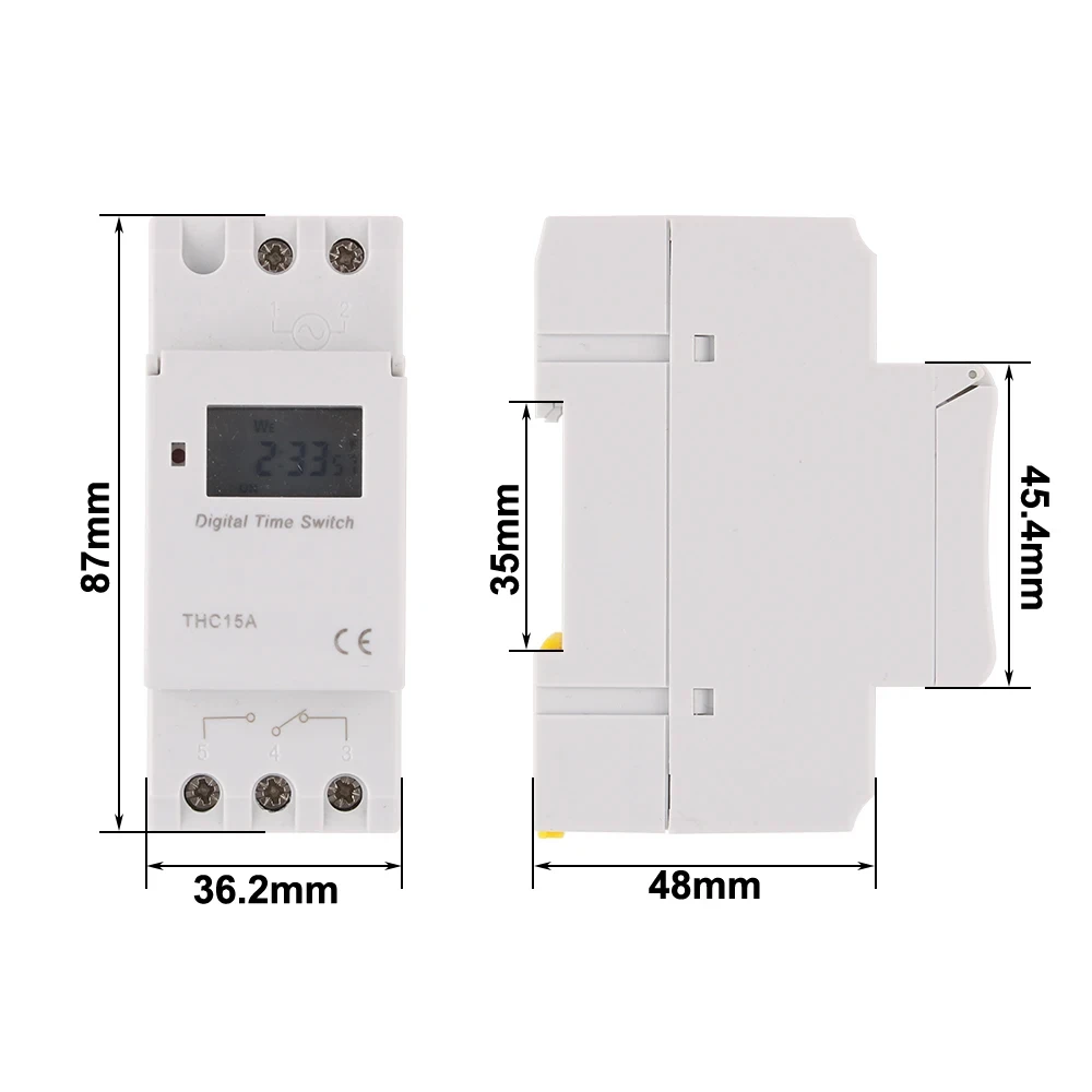 Timer Switch 1pc Electronic Weekly 7 Days Programmable Digital Relay Control 220V 230V 8A 10A 16A Din Rail THC15A