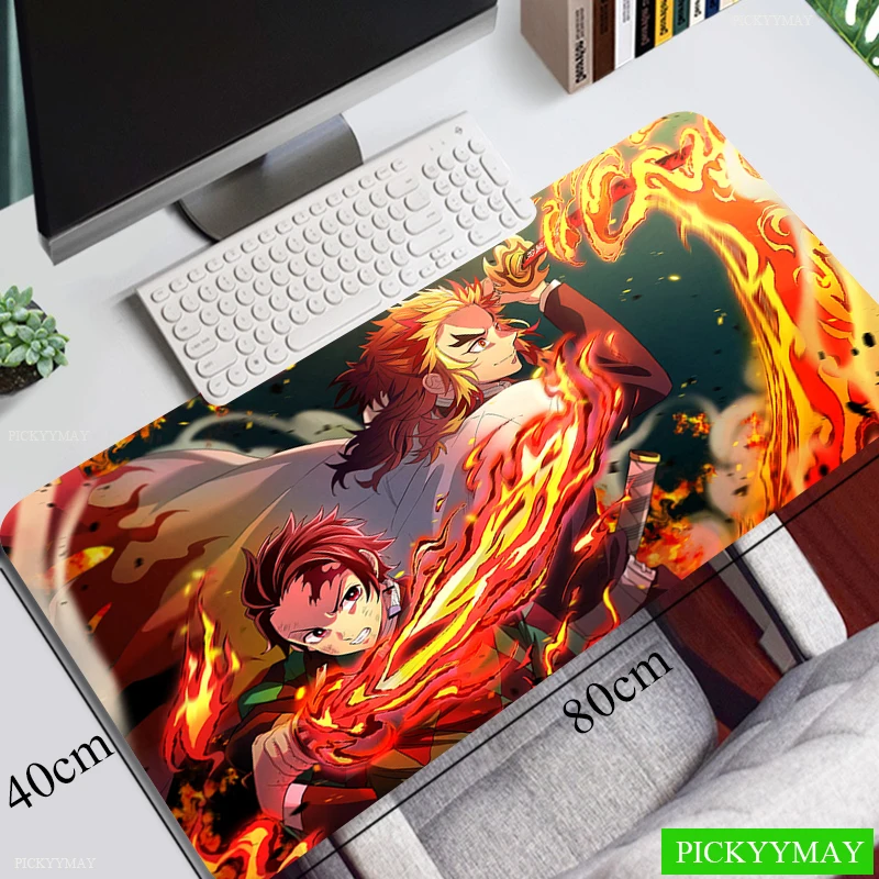 Mouse pad impresso de anime Demon Slayer grande desenho animado  antiderrapante tapete de borracha para escritório, teclado de computador,  mousepad para jogadores, mouse pads