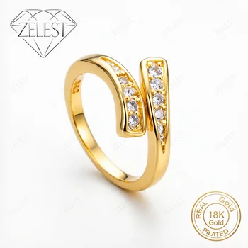 Anello Intrecciato in Argento Sterling 925 Placcato Oro 18K con Zirconia - Accessorio Moda Donna - Gioiello Regalo per Feste