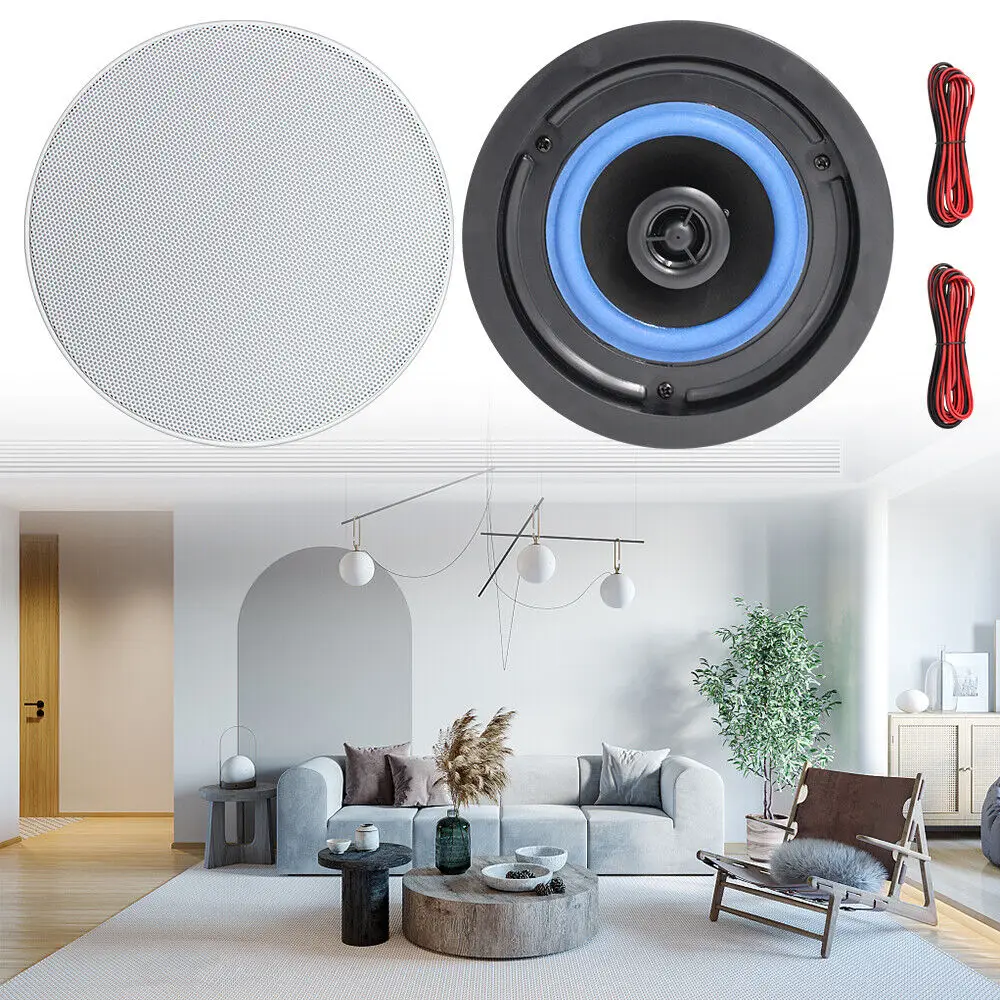 4 Inches 160 Watts 2 Way Flush Mount In Ceiling In Wall Passive Speakers For Bathroom kitchen living Room Office
