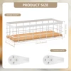 Wall Mounted Metal Storage Holder with Wood Base Toilet Paper Rectangular Basket Versatile Bathroom Basket for Bathroom Kitchen 5