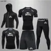 Men Clothing Sportswear Gym Fitness Compression Suits Running Set Sport Outdoor Jogging Quick Dry Tight 5-Piece Rashguard 5
