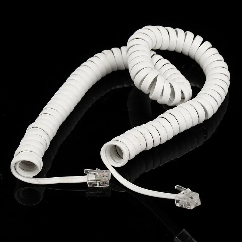 Telephone Handset Cord 2M Coiled Telephone Handset Cable RJ10 Phone Lead Extension Curly Spring Cord Modular Coiled Cable Cord RJ10 4P4C-4P4C