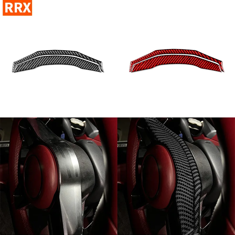 

For Porsche 718 982 Cayman Boxster T S GTS GT4 Spyder RS Car Steering Wheel Upper Panel Carbon Fiber Sticker Accessories