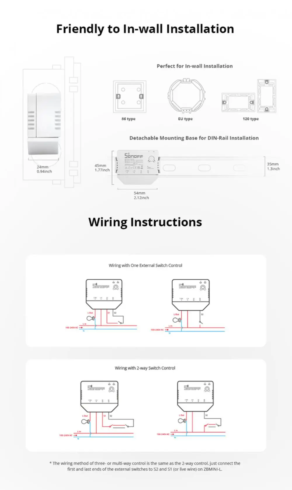 SONOFF ZBMINI-L No Neutral Wire Required Zigbee 3.0 Smart Switch Smart Sensor Work With Alexa Google Home Alice SmartThings