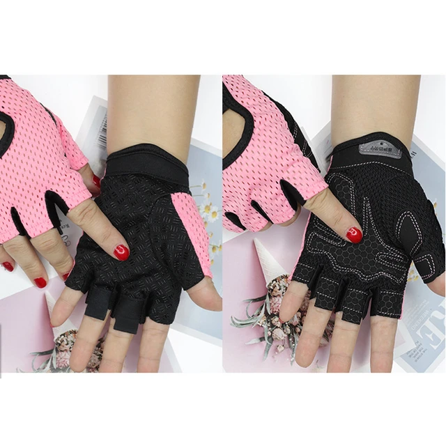 Professional Anti-Slip Cycling Fingerless Gloves Gym Fitness Breathable  Mesh Half Finger Women Men Fishing Female Bicycle Gloves - AliExpress