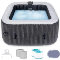 61'' X 61'' Inflatable Square Hot Tub 2 To 4 Person Blow Up Hottub Spa with 120 Jets, Portable Outdoor Air Jet Spa, Bathtubs 1