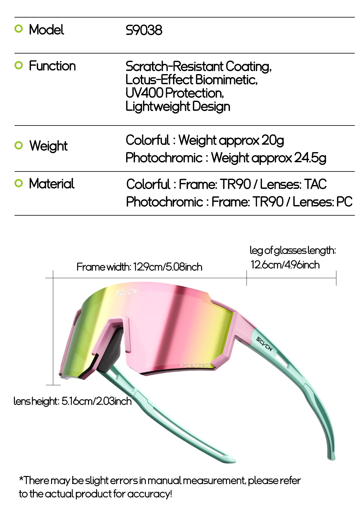 SCVCN Photochrome Kinder Sportbrille Kinder Rennräder Radfahren Brillen UV400 Brille Outdoor Radfahren Teenager Sonnenbrille – Detail 15